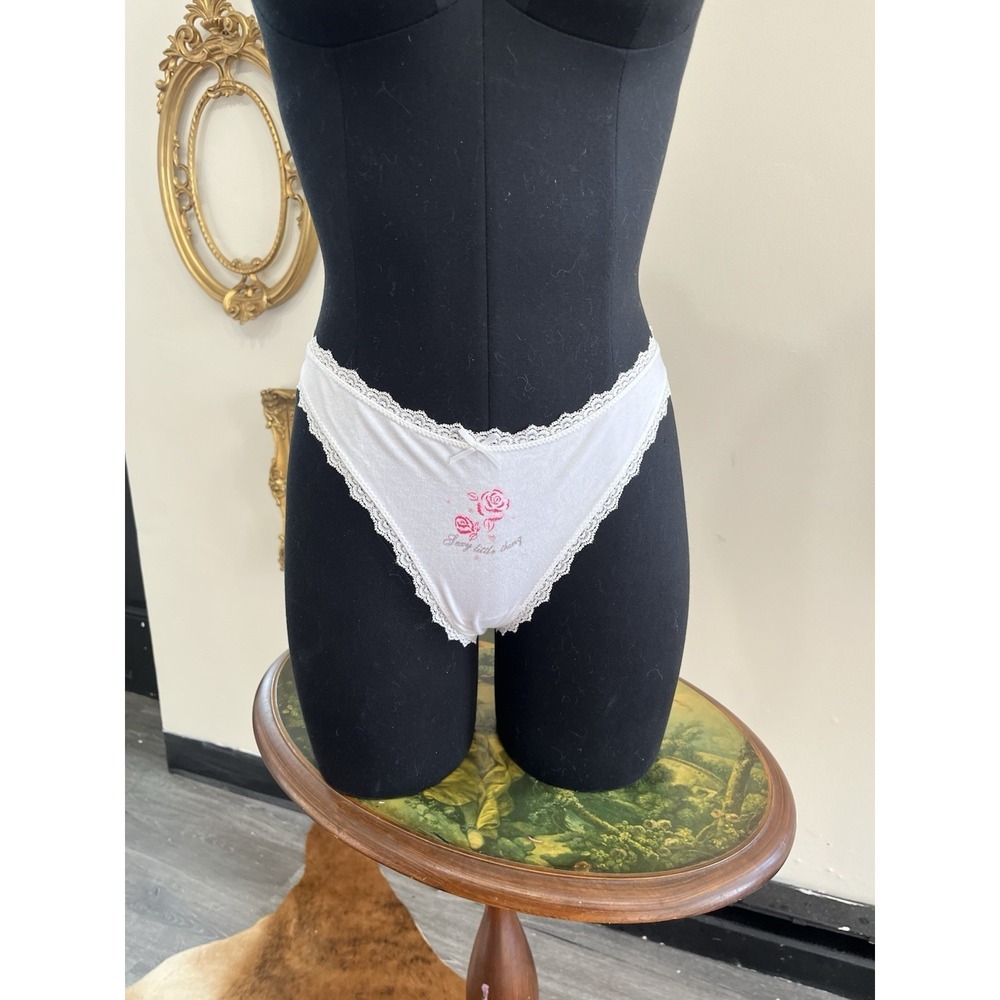Vintage Victoria's Secret White Lace Rose Panty Sexy Little Thing  Size M